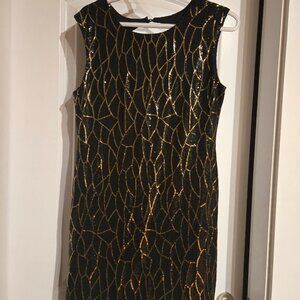 Stunning Black & Gold Dress, Size 12, EUC